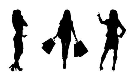 Vector silhouettes of ladies. sexy women silhouette Vectorのイラスト素材