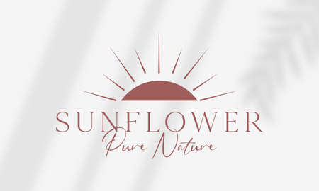 Botanical Floral element Hand Drawn Logo with Wild Flower and Leaves. Logo for spa and beauty salon, boutique, organic shop, wedding, floral designer, interior, photographyのイラスト素材