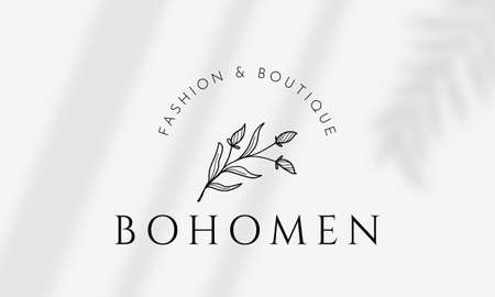 Botanical Floral element Hand Drawn Logo with Wild Flower and Leaves. Logo for spa and beauty salon, boutique, organic shop, wedding, floral designer, interior, photographyのイラスト素材