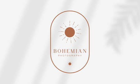 Botanical Floral element Hand Drawn Logo with Wild Flower and Leaves. Logo for spa and beauty salon, boutique, organic shop, wedding, floral designer, interior, photographyのイラスト素材