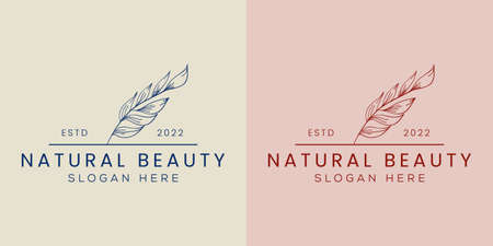 Botanical Floral element Hand Drawn Logo with Wild Flower and Leaves. Logo for spa and beauty salon, boutique, organic shop, wedding, floral designer, interior, photographyのイラスト素材