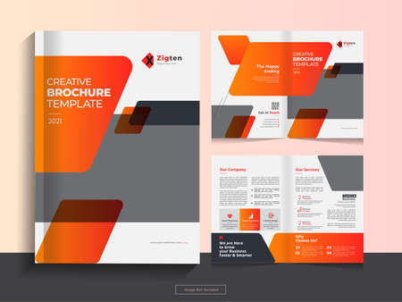 This Bi fold brochure design template for your Corporate, Business, Advertising, Marketing, Agency, Annual report cover, flyer, magazine and Internet business with professional, modern, minimal and abのイラスト素材
