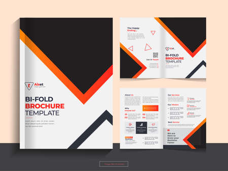 This Bi fold brochure design template for your Corporate, Business, Advertising, Marketing, Agency, Annual report cover, flyer, magazine and Internet business with professional, modern, minimal and abのイラスト素材