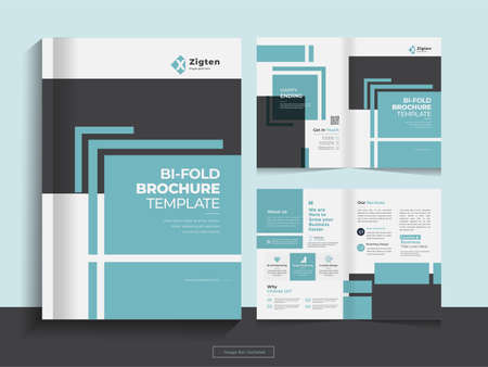 This Bi fold brochure design template for your Corporate, Business, Advertising, Marketing, Agency, Annual report cover, flyer, magazine and Internet business with professional, modern, minimal and abのイラスト素材