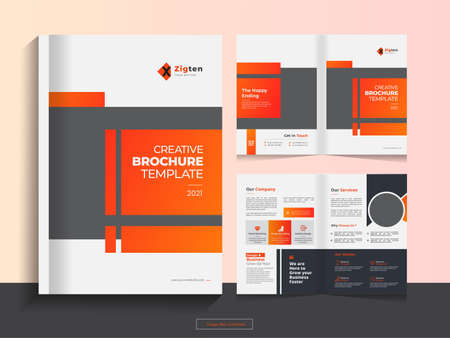 This Bi fold brochure design template for your Corporate, Business, Advertising, Marketing, Agency, Annual report cover, flyer, magazine and Internet business with professional, modern, minimal and abのイラスト素材