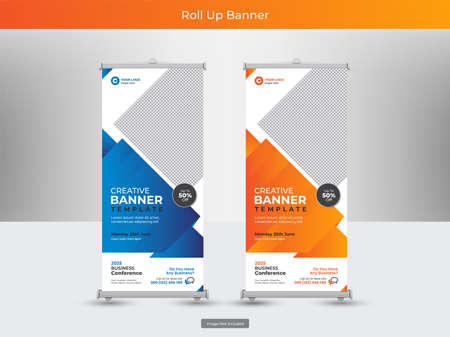 Corporate roll up banner or flyer social media post templateのイラスト素材