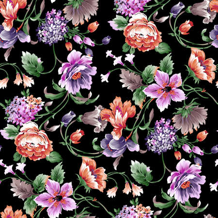 watercolor floral patternの写真素材