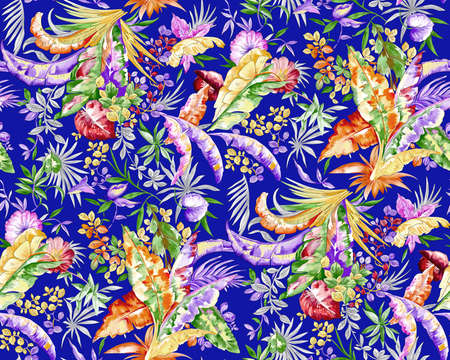 floral pattern with navy backgroundの写真素材
