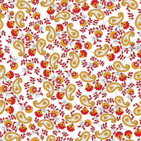 traditional Indian paisley patternのイラスト素材