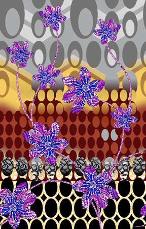 flower with Abstract dots backgroundの写真素材