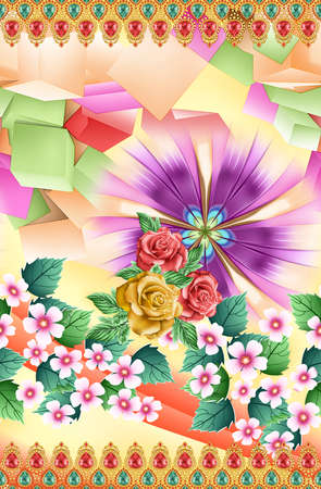 flower with Abstract Square  backgroundの写真素材