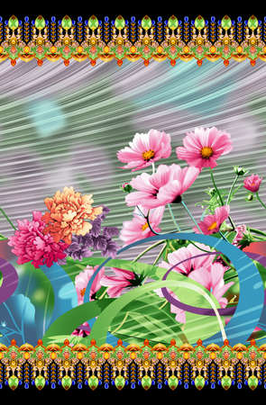 traditional flower pattern Abstract backgroundの写真素材