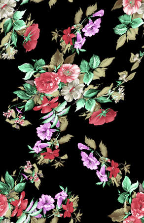 flower pattern on navy backgroundの写真素材