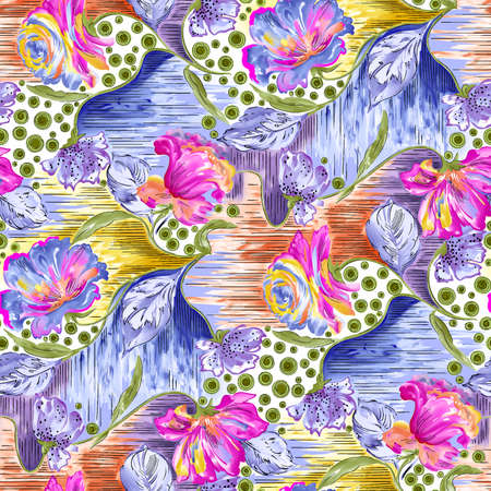 watercolor abstracted flower patternの写真素材