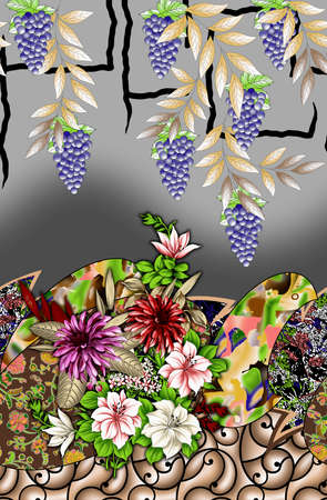 Flower and Leaves With Background Designの写真素材