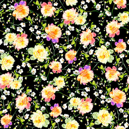 flower pattern black backgroundの写真素材