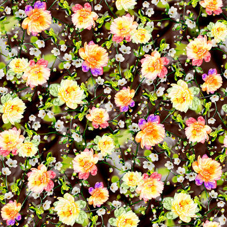 watercolor flower pattern backgroundの写真素材