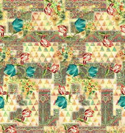 floral pattern with paisleyの写真素材