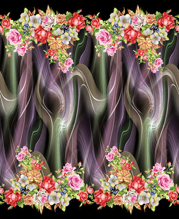 horizontal border with paisley  flower Abstract backgroundの写真素材