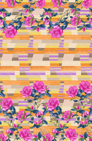 pink flower horizontal border  patternの写真素材