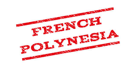 French Polynesia watermark stamp. Text tag between parallel lines with grunge design style. Rubber seal stamp with scratched texture. Vector red color ink imprint on a white background.のイラスト素材