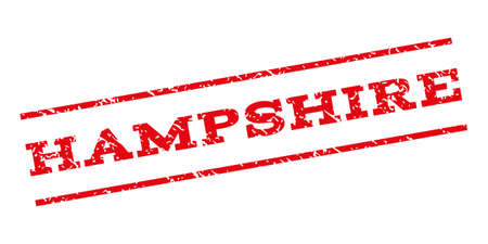 Hampshire watermark stamp. Text caption between parallel lines with grunge design style. Rubber seal stamp with scratched texture. Vector red color ink imprint on a white background.のイラスト素材