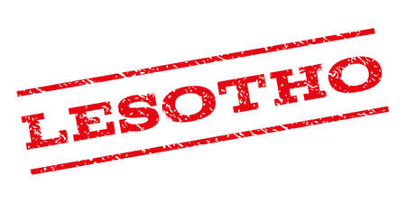 Lesotho watermark stamp. Text caption between parallel lines with grunge design style. Rubber seal stamp with unclean texture. Vector red color ink imprint on a white background.のイラスト素材