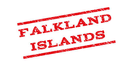 Falkland Islands watermark stamp. Text tag between parallel lines with grunge design style. Rubber seal stamp with unclean texture. Vector red color ink imprint on a white background.のイラスト素材