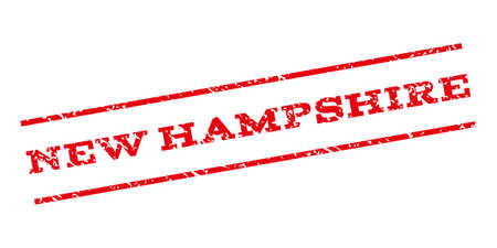 New Hampshire watermark stamp. Text caption between parallel lines with grunge design style. Rubber seal stamp with dirty texture. Vector red color ink imprint on a white background.のイラスト素材