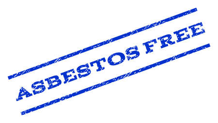 Asbestos Free watermark stamp. Text caption between parallel lines with grunge design style. Rotated rubber seal stamp with dust texture. Vector blue ink imprint on a white background.のイラスト素材