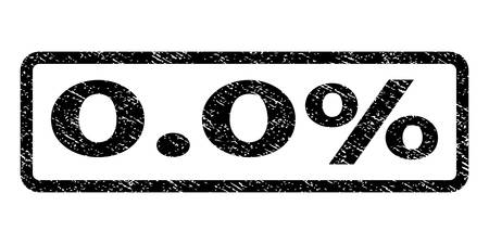 0.0 Percent watermark stamp. Text tag inside rounded rectangle frame with grunge design style. Rubber seal stamp with unclean texture. Vector black ink imprint on a white background.のイラスト素材