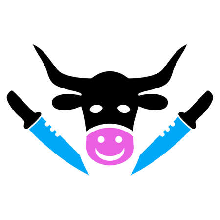 Cow Butchery vector pictogram. a flat isolated illustration on a white background.のイラスト素材