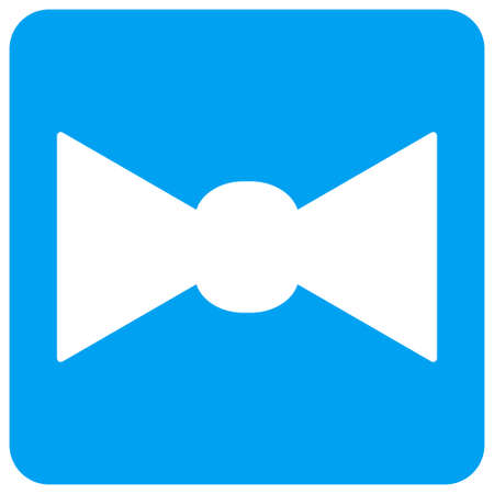 Bow Tie vector icon. Image style is a flat icon symbol perforated in a blue rounded square shape.のイラスト素材