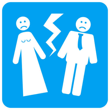Broken Wedding vector icon. Image style is a flat icon symbol perforated in a blue rounded square shape.のイラスト素材