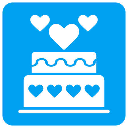 Marriage Cake raster icon. Image style is a flat icon symbol perforated in a blue rounded square shape.の写真素材