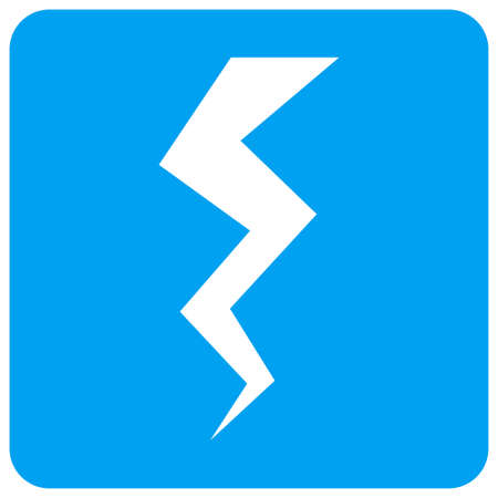 Thunder Crack raster icon. Image style is a flat icon symbol perforated in a blue rounded square shape.の写真素材