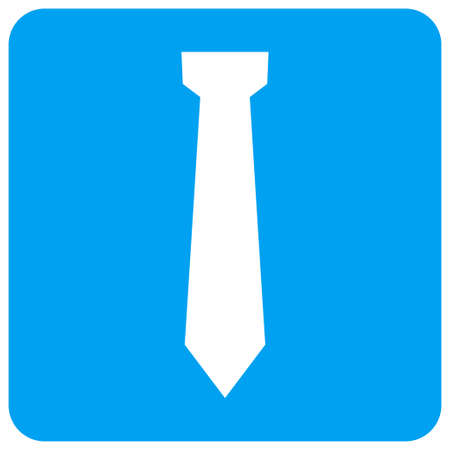 Tie raster icon. Image style is a flat icon symbol perforated in a blue rounded square shape.の写真素材