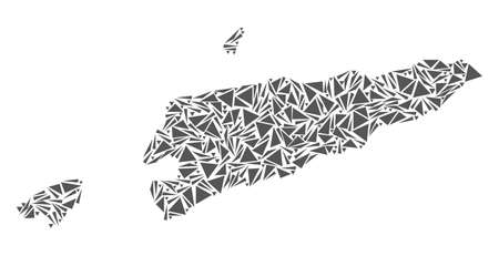 Vector mosaic abstract East Timor map of flat triangles in gray color.のイラスト素材