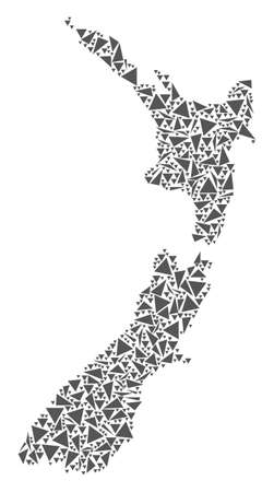 Vector mosaic abstract New Zealand map of flat triangles in gray color.のイラスト素材