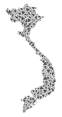 Vector mosaic abstract Vietnam map of flat triangles in gray color.のイラスト素材