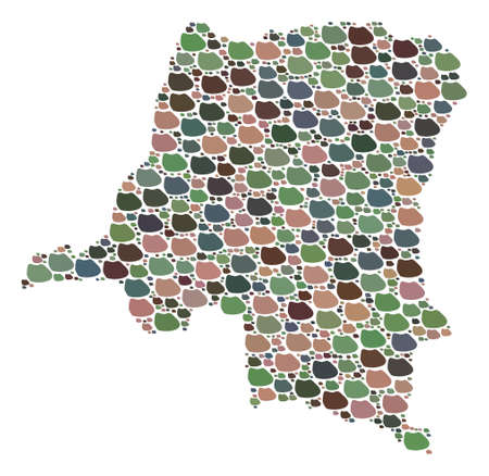 Mosaic map of Democratic Republic of the Congo formed with colored flat concretions. Vector versicolor geographic abstraction of map of Democratic Republic of the Congo.のイラスト素材