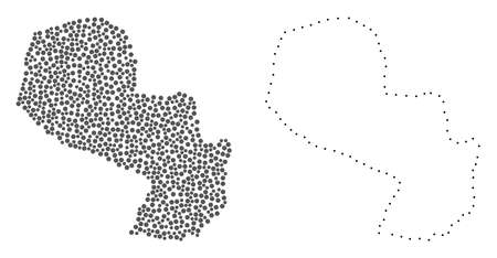 Dot and Frame map of Paraguay composed with dots. Vector grey abstraction of map of Paraguay. Connect the dots educational geographic drawing for map of Paraguay.のイラスト素材