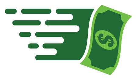 Flying dollar banknote icon with fast speed effect. Vector illustration designed for modern abstract with symbols of speed, rush, progress, energy.のイラスト素材