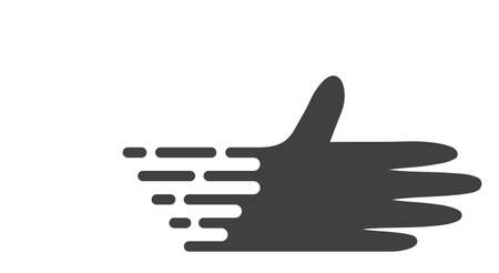 Moving hand icon with fast speed effect. Vector illustration designed for modern abstract with symbols of speed, rush, progress, energy. Fast moving hand movement symbol on a white background.のイラスト素材