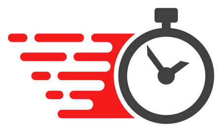 Time icon with fast speed effect in red and black colors. Raster illustration designed for modern abstract with symbols of speed, rush, progress, energy.の写真素材