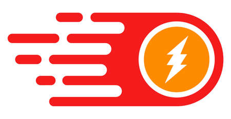 Electrical rush icon with fast speed effect in red and yellow colors. Vector illustration designed for modern abstract with symbols of speed, rush, progress, energy.のイラスト素材
