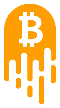 Melting bitcoin v3 icon on a white background. Isolated melting bitcoin v3 symbol with flat style.の写真素材