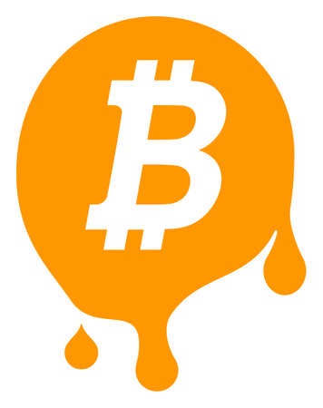 Melting bitcoin icon on a white background. Isolated melting bitcoin symbol with flat style.の写真素材