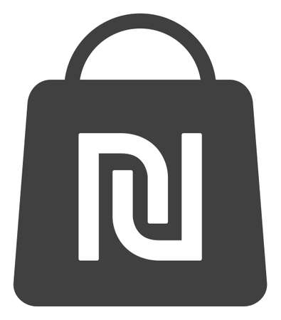 Shekel shopping bag icon on a white background. Isolated shekel shopping bag symbol with flat style.の写真素材