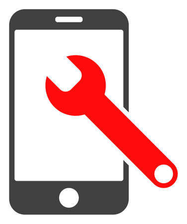 Smartphone repair icon on a white background. Isolated smartphone repair symbol with flat style.の写真素材